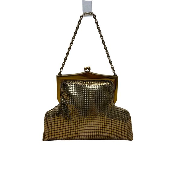 Vintage Whiting & Davis Co Women’s Gold Mesh Chain Handle Clutch Bag Sz S - Picture 3 of 9